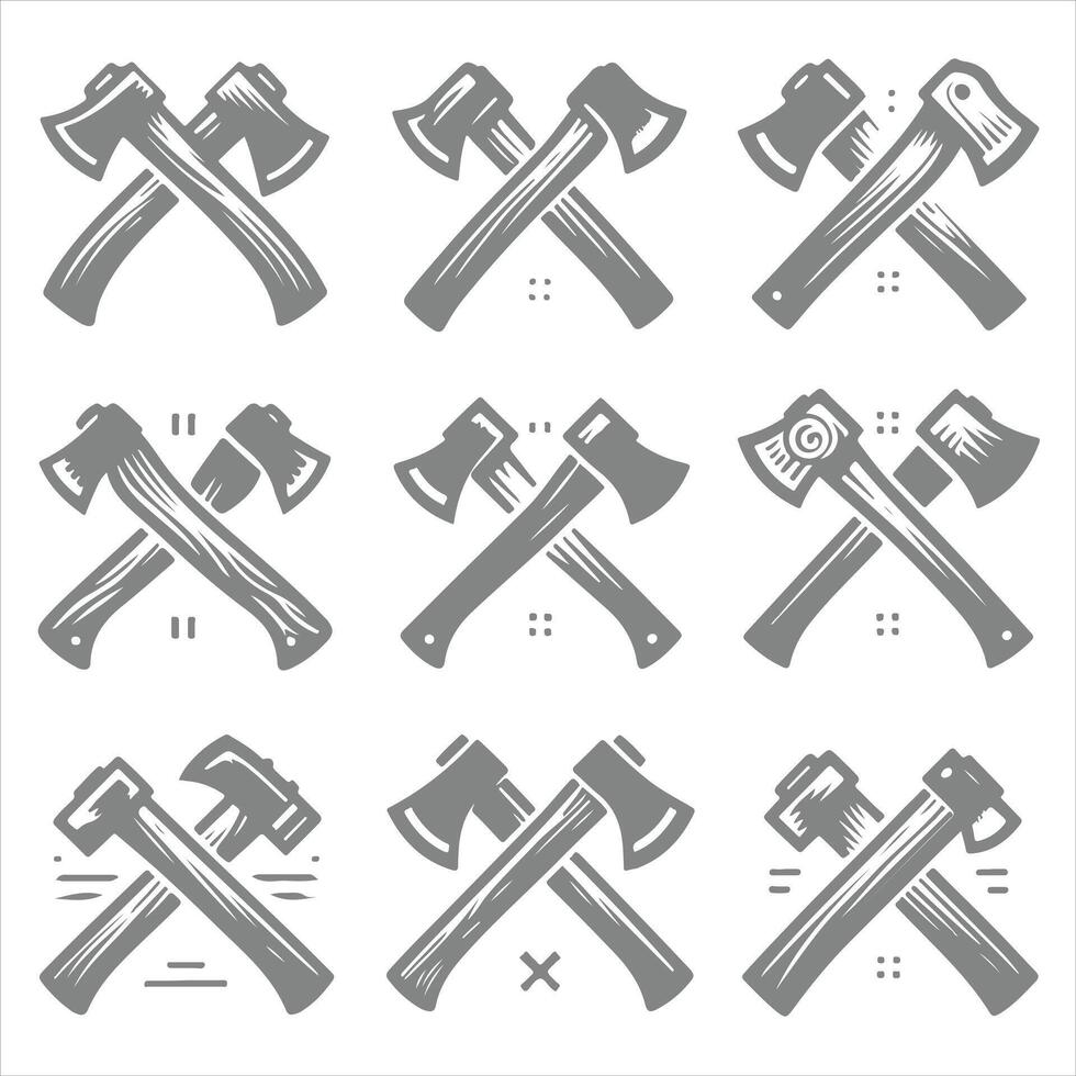 Axe icons set vector