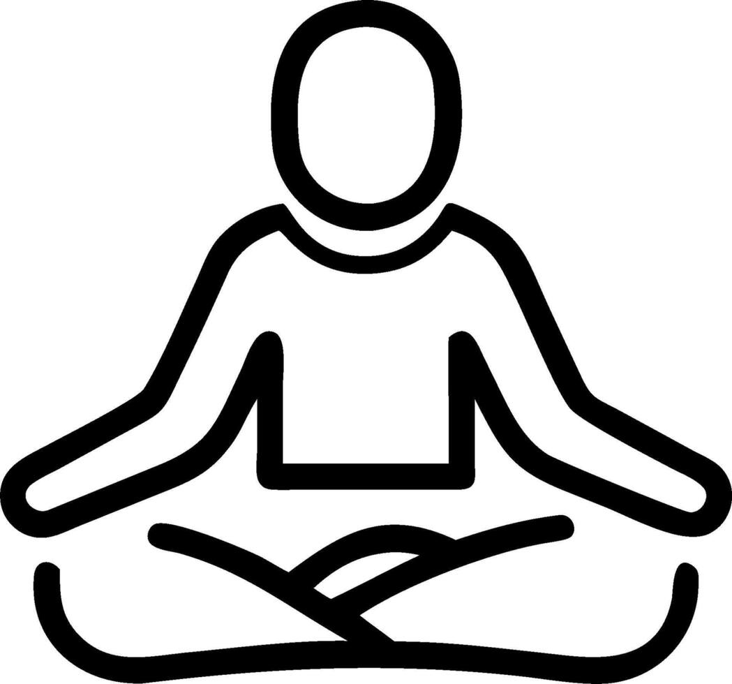 A black and white line drawing of a person sitting in a lotus position vector