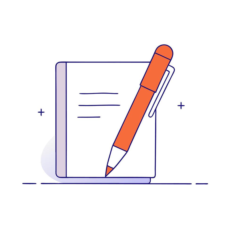 A pen and a notebook on a white background vector