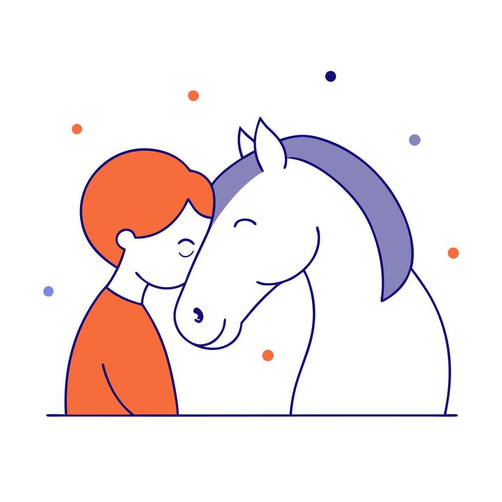 A girl is hugging a horse vector