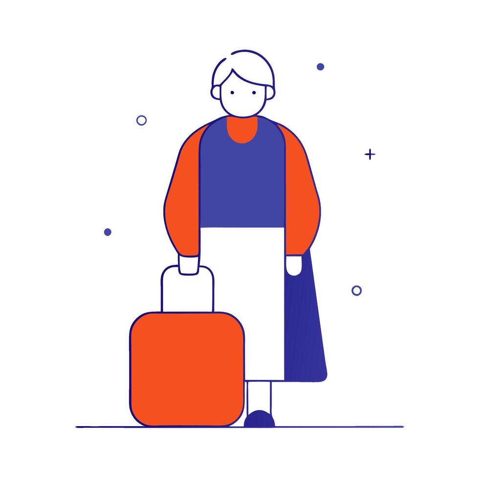 An illustration of a woman with a suitcase vector