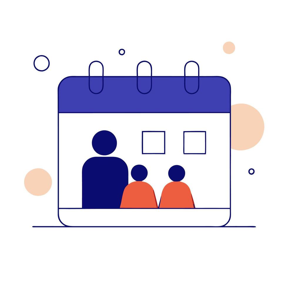 A calendar with people sitting in it vector