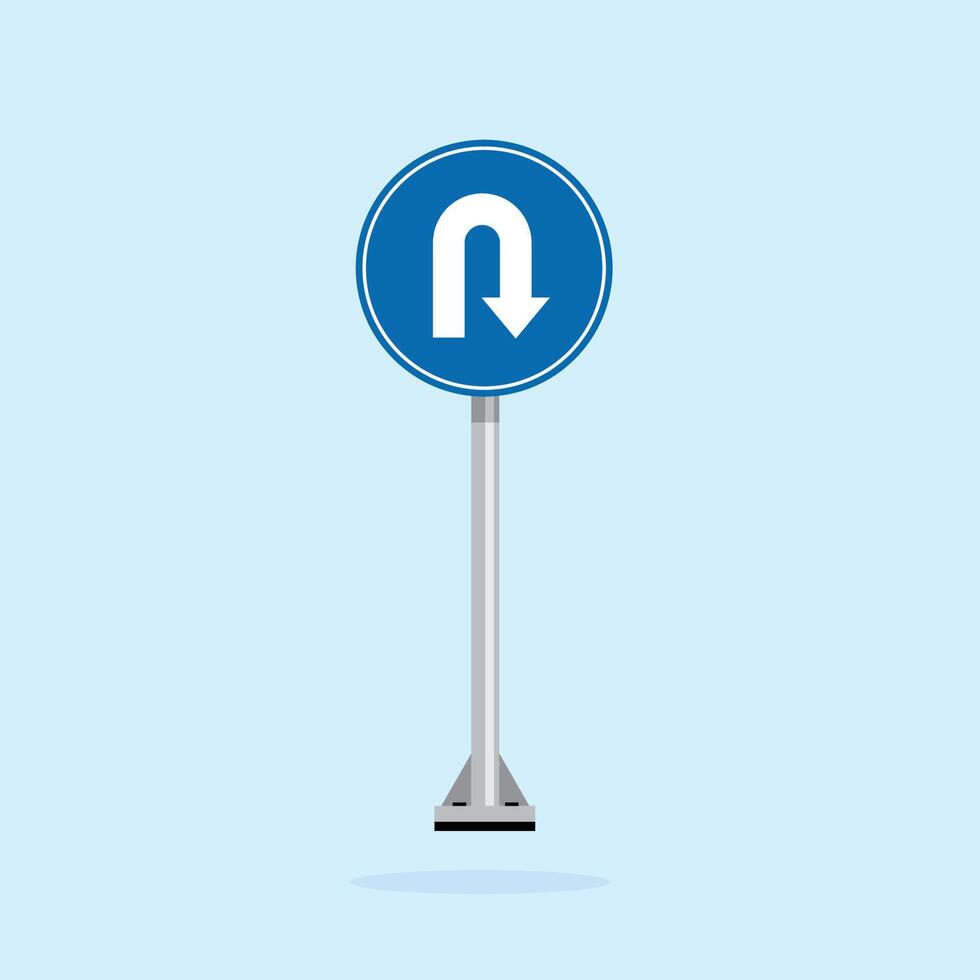 road sign icon, Turn Ahead on blue circle board. suitable for poster use and web icon vector