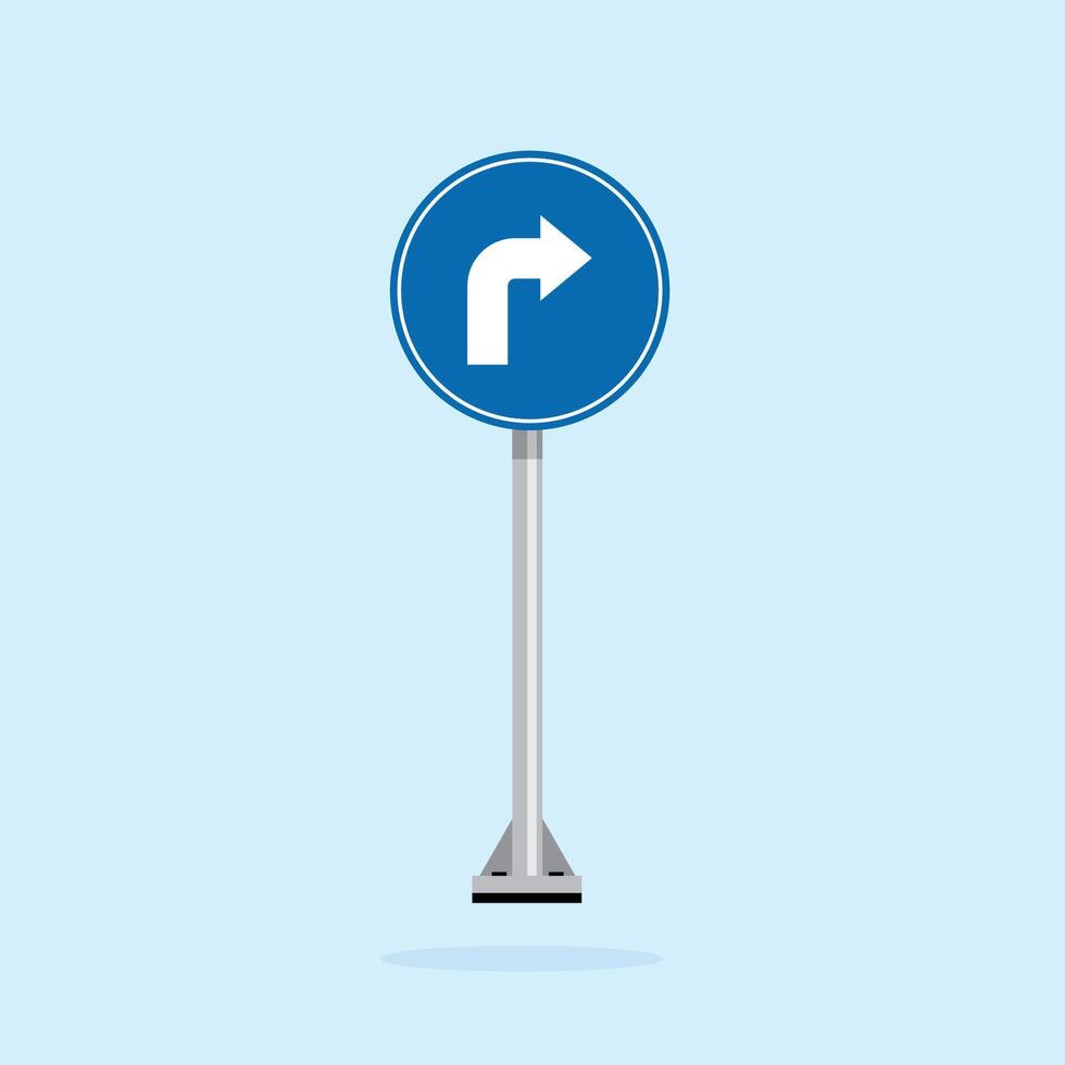road sign icon, road ahead curves side on blue round board. suitable for poster use and web icon vector