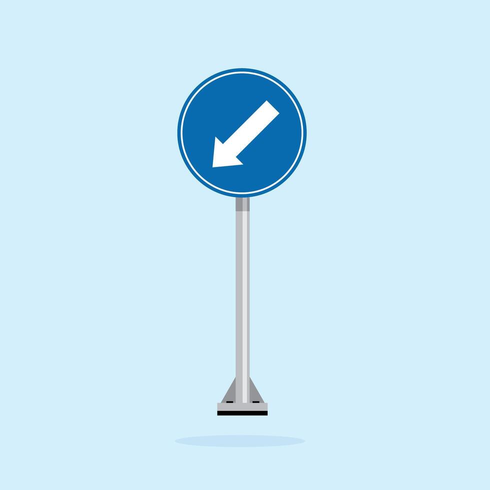 road sign icon, Pass left road only on blue round board. suitable for poster use and web icon vector