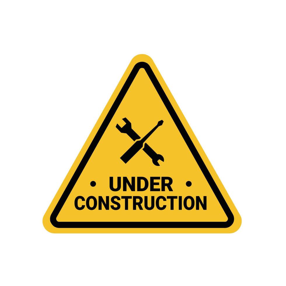 under construction in a building, a wrench and a screwdriver crossed on a yellow triangle sign. Suitable for posters and web icons vector