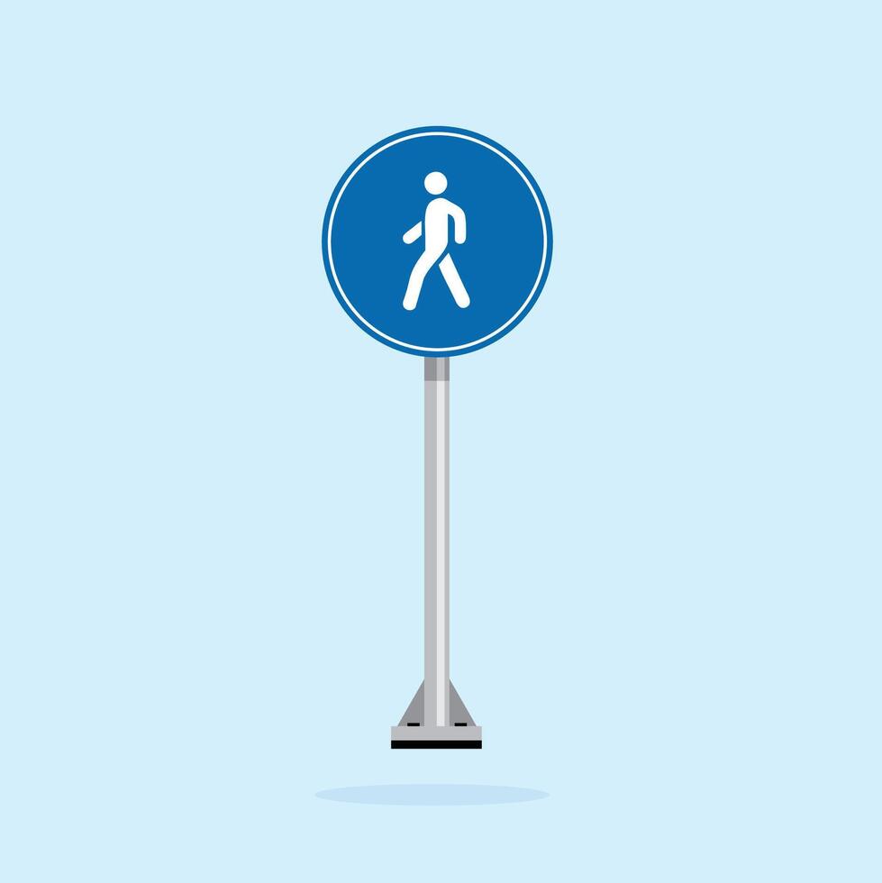 road sign icon, Warning Pedestrians road on blue round board. suitable for poster use and web icon vector