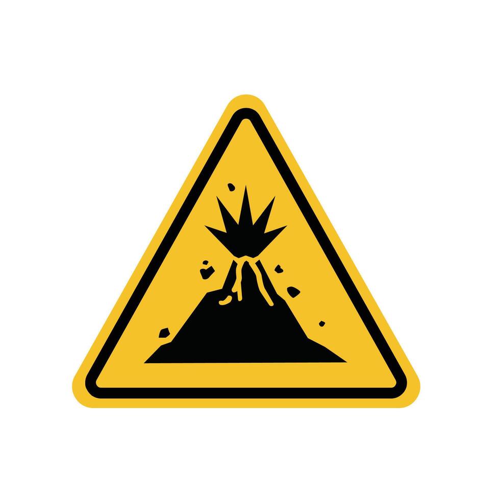 volcanic eruption warning sign on yellow triangle board. Suitable for posters and web icons vector