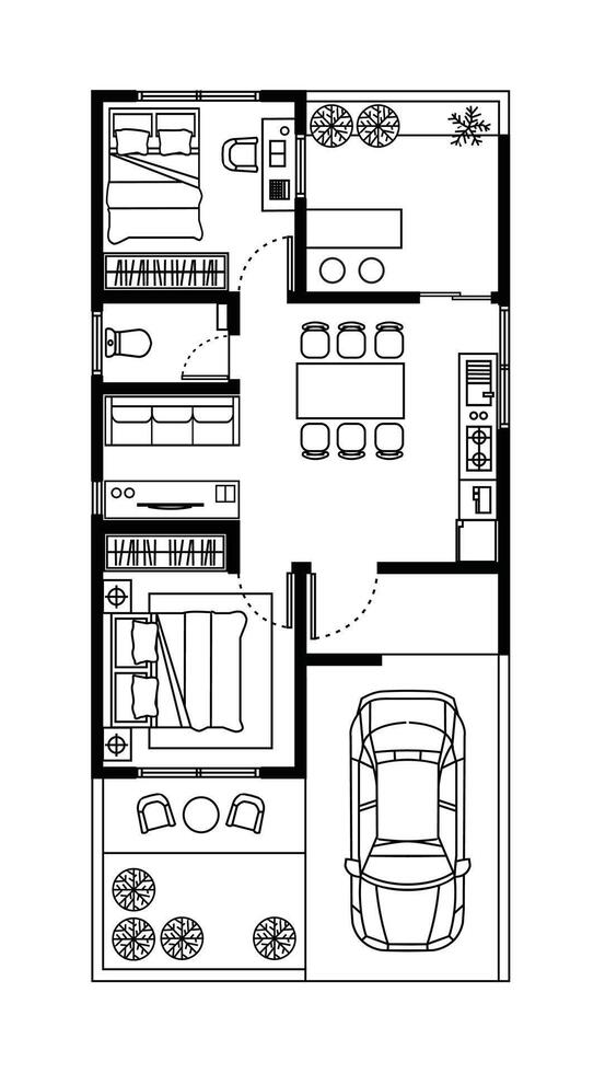 Architectural plans for apartments, studios and houses. Interior floor plans isolated on white background vector