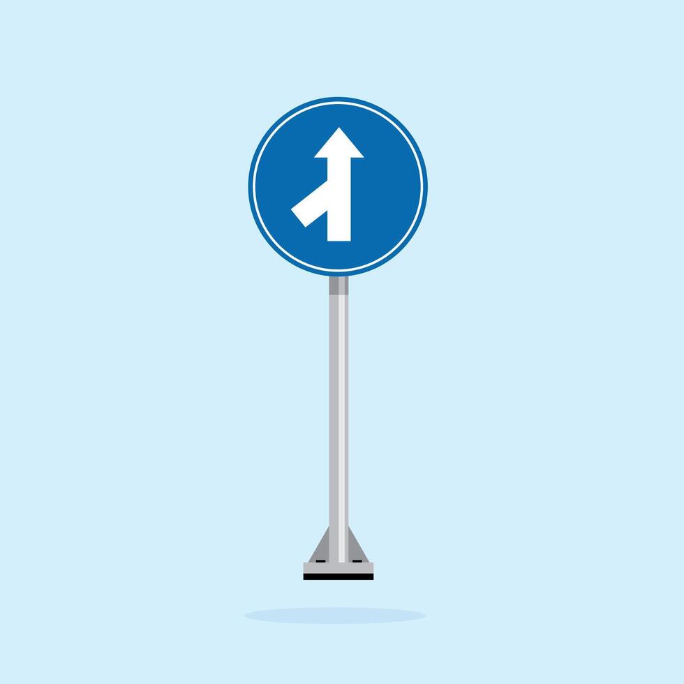 road sign icon, turn ahead road on round board. suitable for poster use and web icon vector