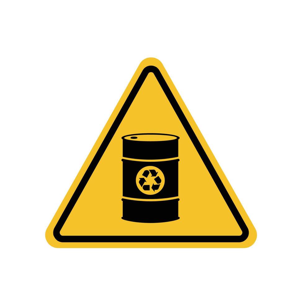 recycling bin warning sign on yellow triangle board. Suitable for posters and web icons vector