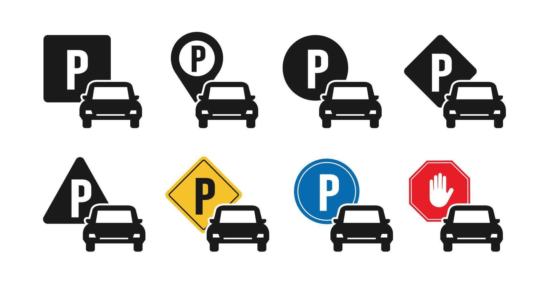 road sign icons, parking lot icons of various types. suitable for poster use and web icons vector