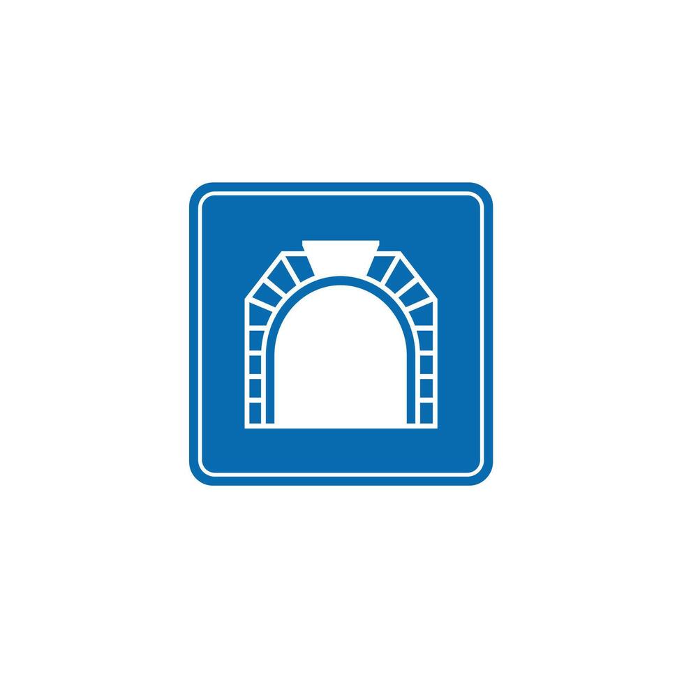 road sign icon, Begin Tunnel traffic on blue checkered board. suitable for poster use and web icon vector