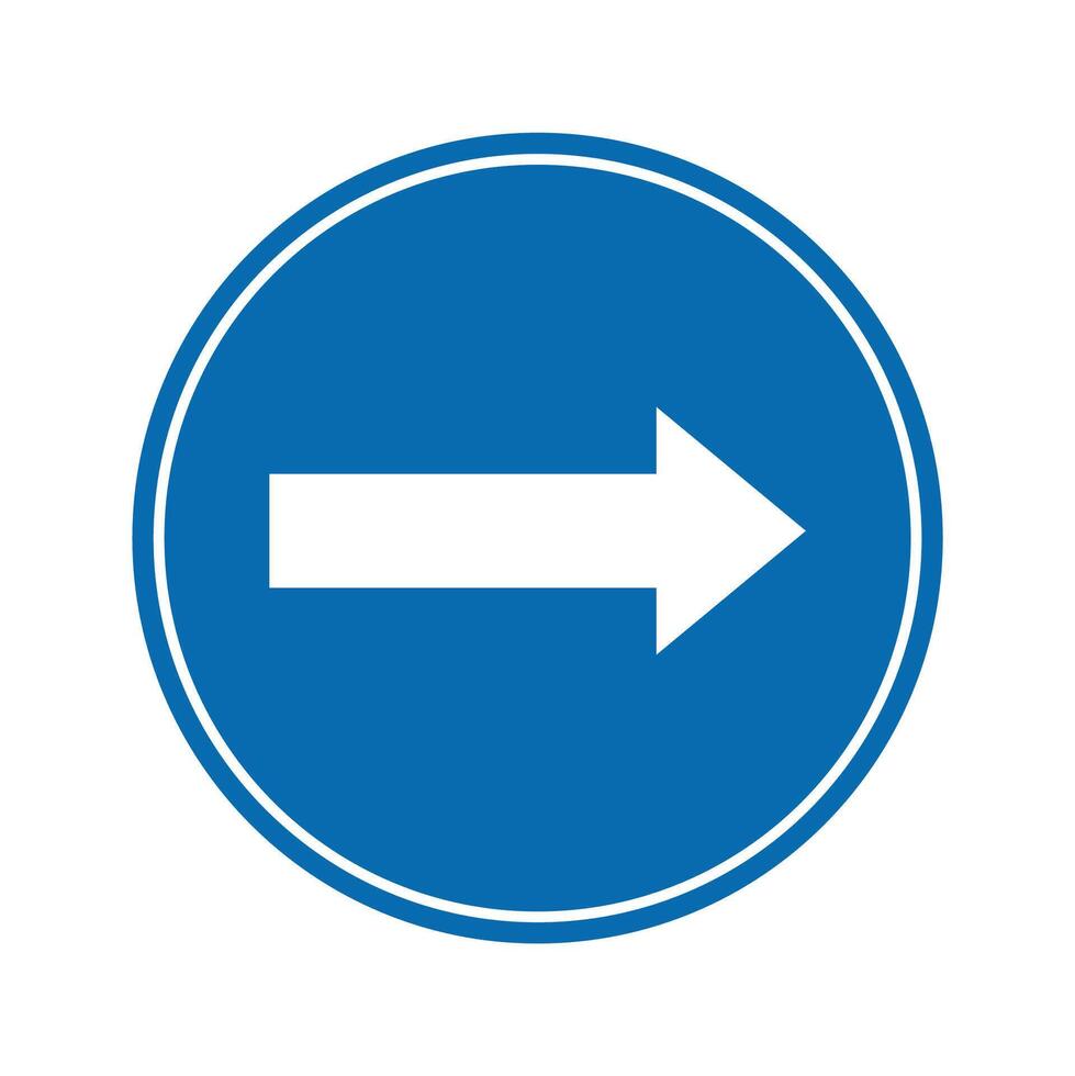road sign icon, right Mandatory road on blue round board. suitable for poster use and web icon vector