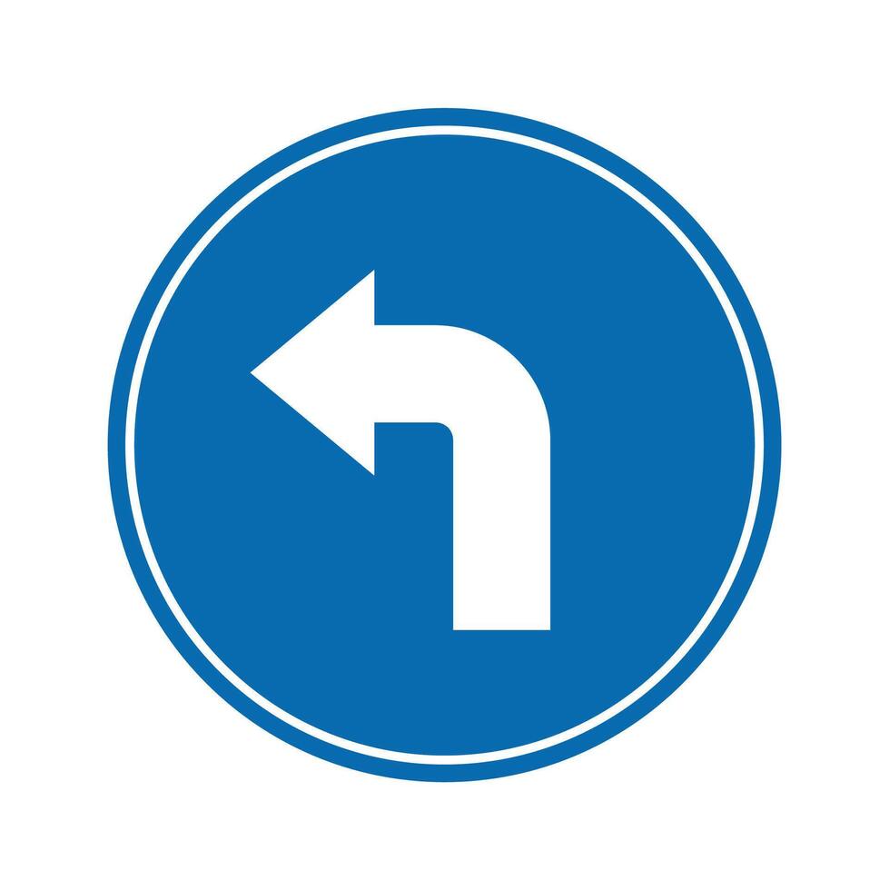 road sign icon, road ahead curves side on blue round board. suitable for poster use and web icon vector