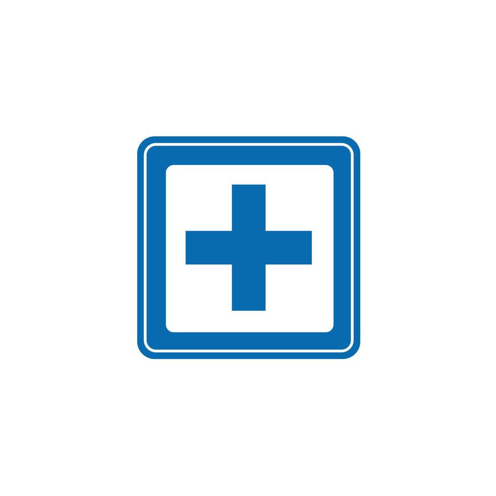 road sign icon, fisrt aid post symbol in blue checkered board. suitable for poster and web icon use vector