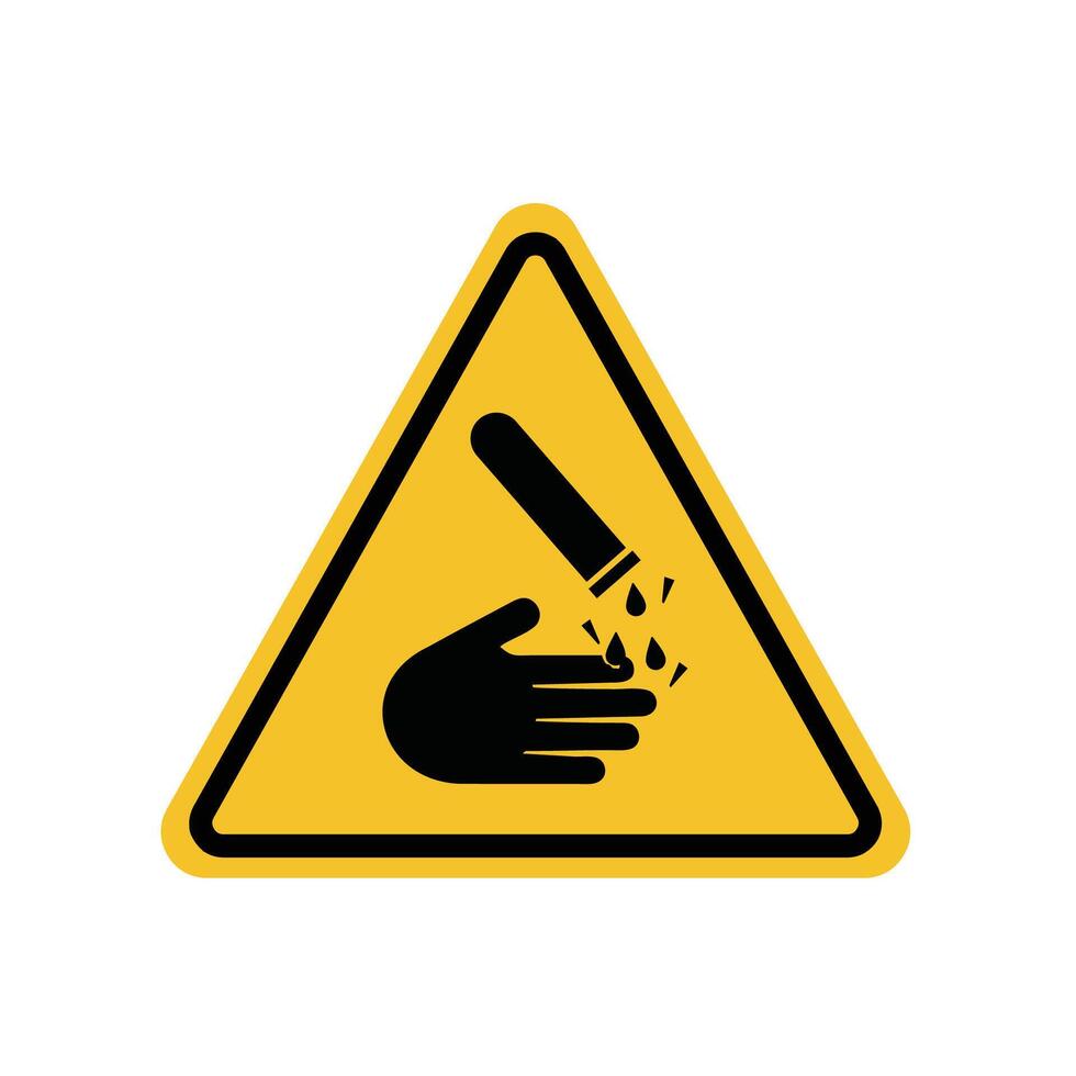 chemical hazard warning sign on yellow triangle board. Suitable for posters and web icons vector