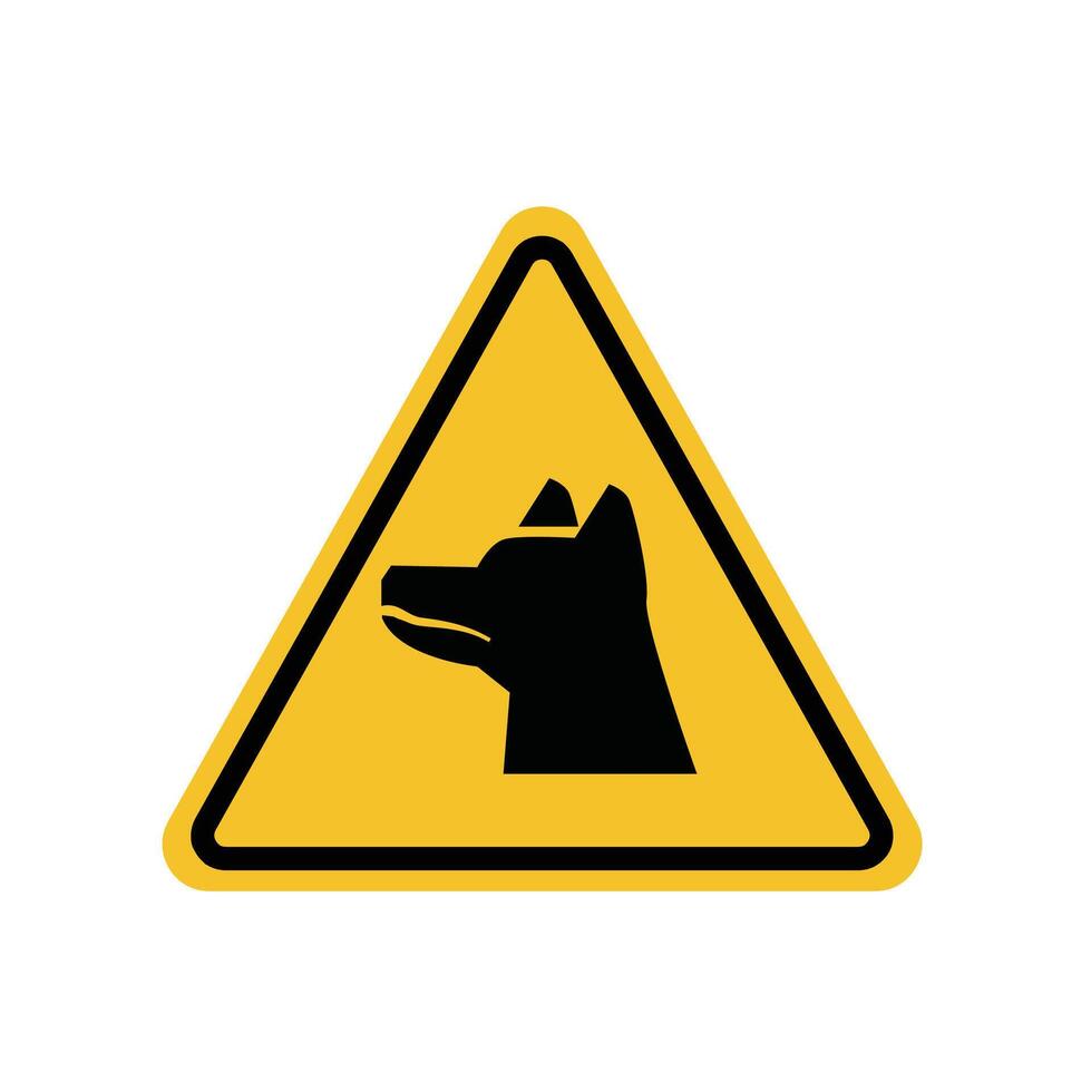 guard dog danger warning sign on yellow triangle board. Suitable for posters and web icons vector