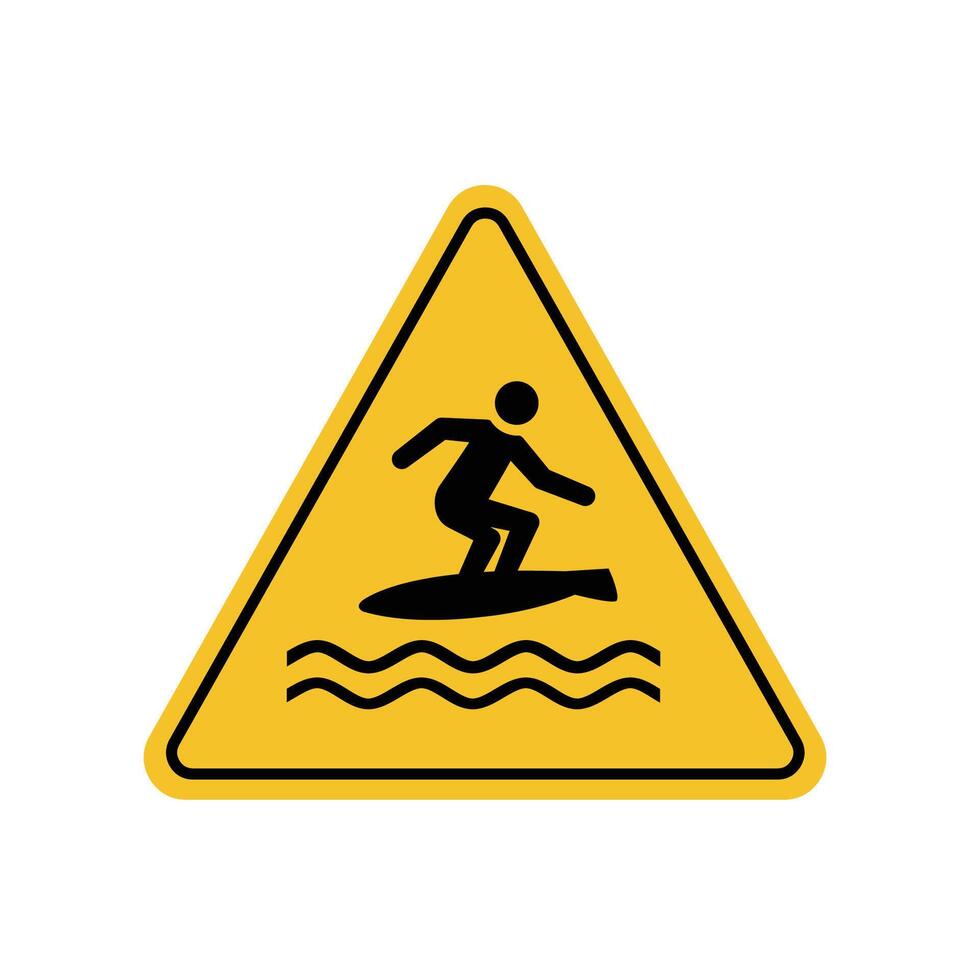 surf craft area sign with yellow triangle board. Suitable for poster and web icon vector