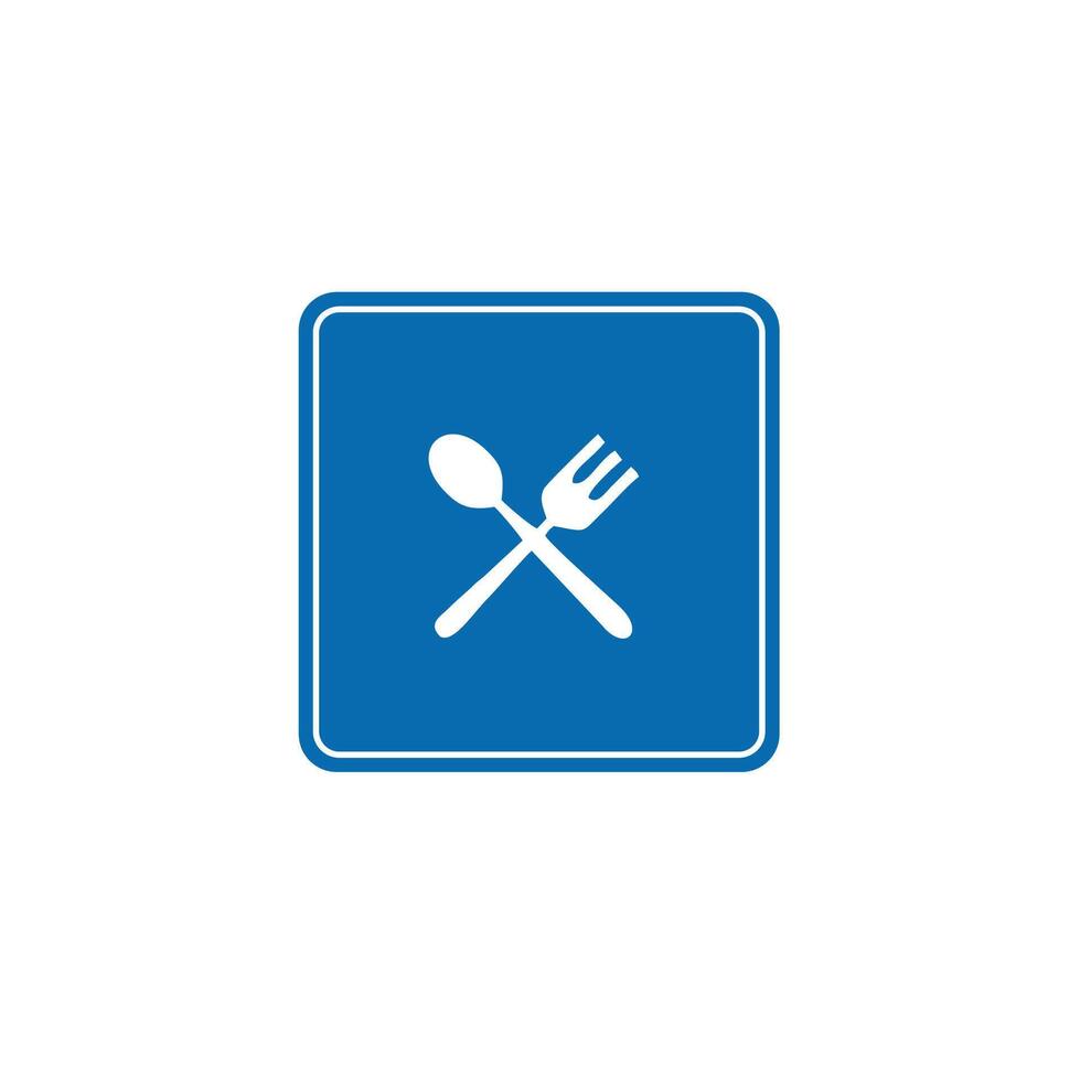 road sign icon, eating place on blue checkered board. suitable for poster use and web icon vector