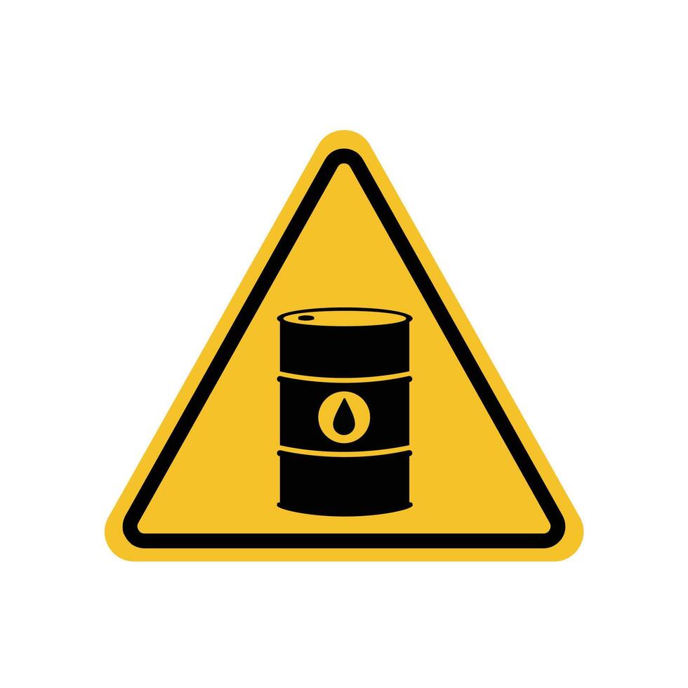 oil barrel warning sign on yellow triangle board. Suitable for posters and web icons vector