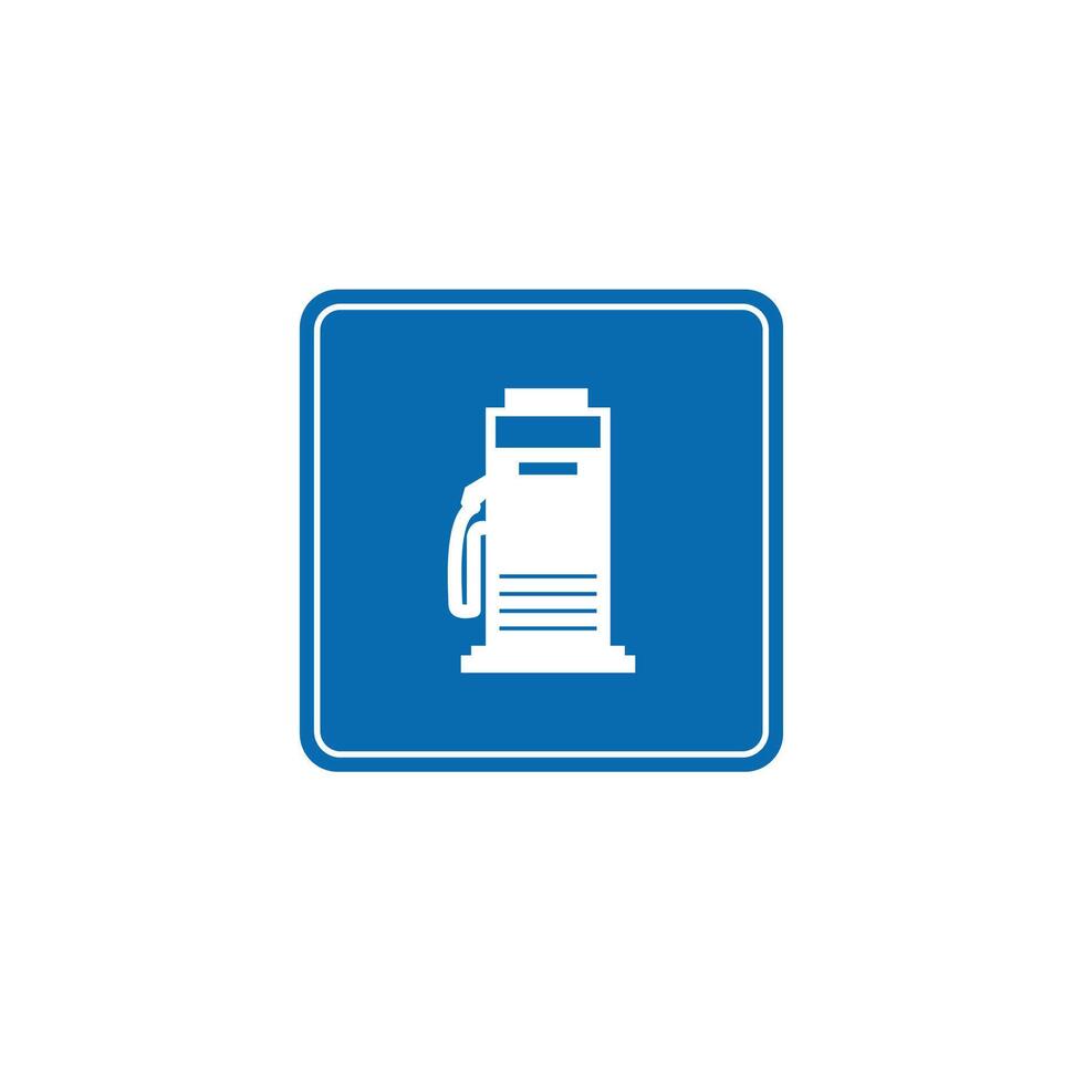road sign icon, minimalist public pump symbol on blue checkered board. suitable for poster and web icon use vector