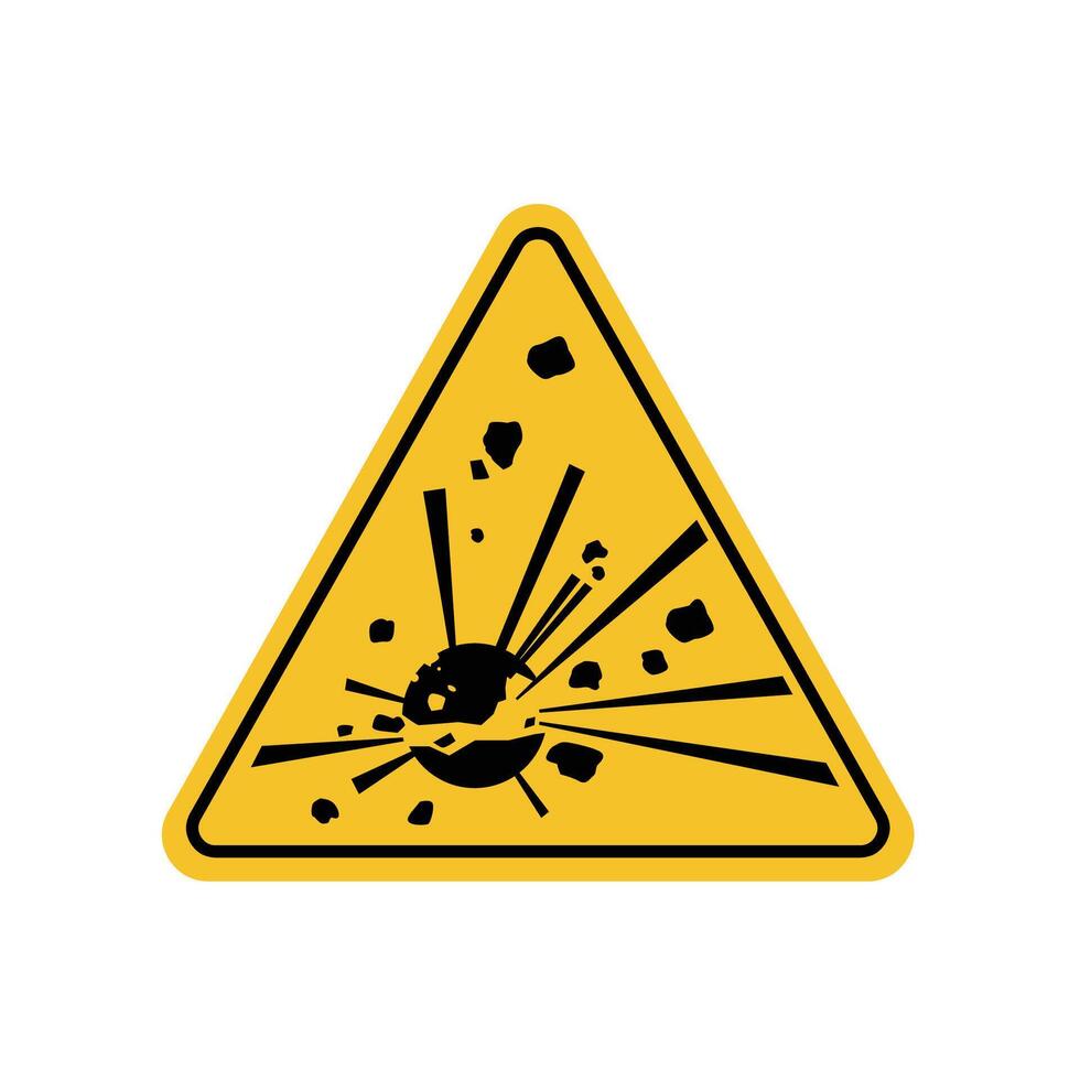 explosive material hazard sign with yellow triangle board. Suitable for poster and web icon vector