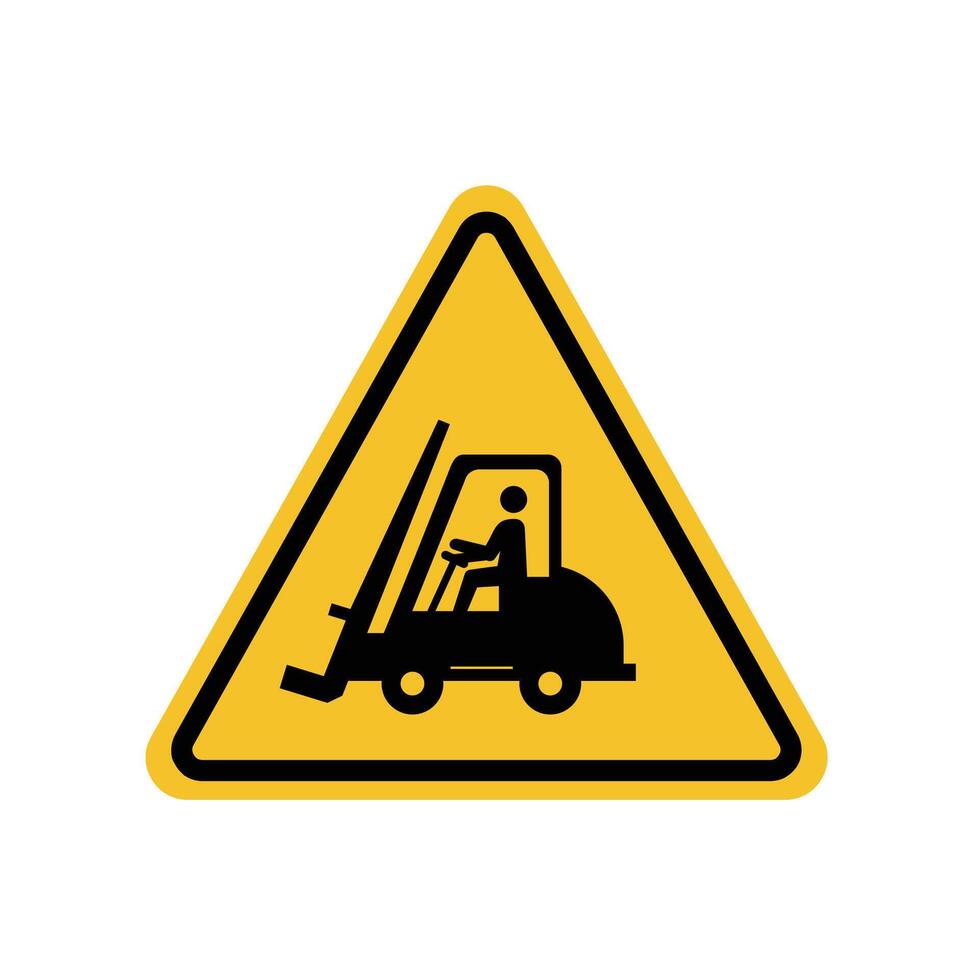 forklift truck sign on yellow triangle board. Suitable for posters and web icons vector