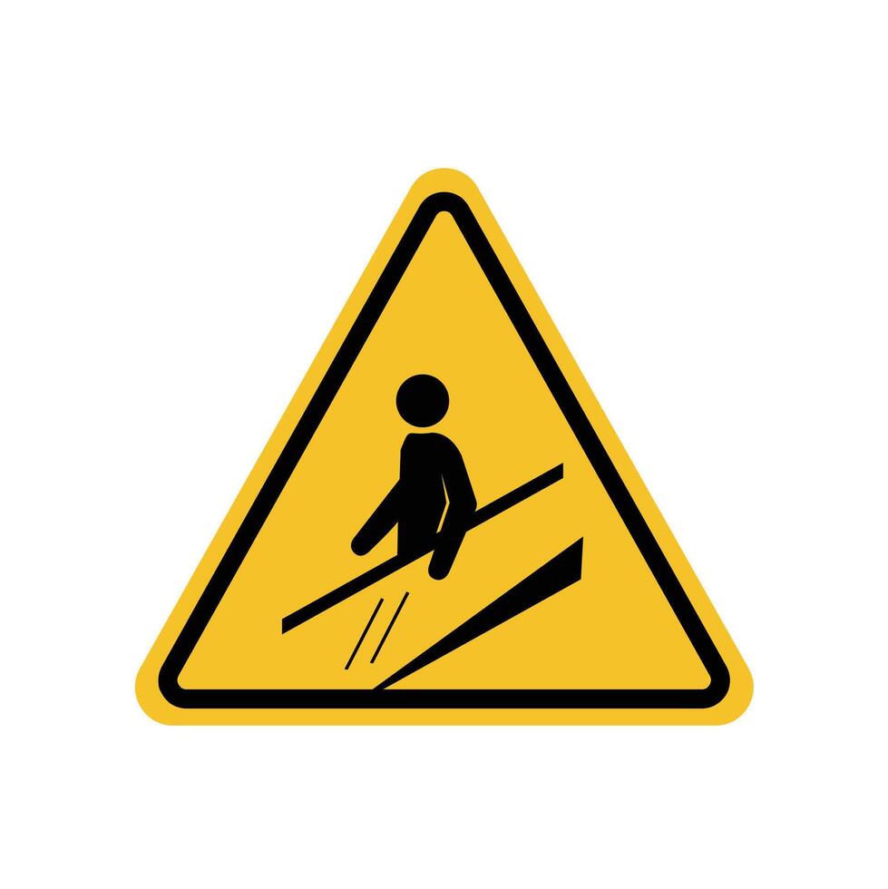 warning to use handle sign on yellow triangle board. Suitable for posters and web icons vector