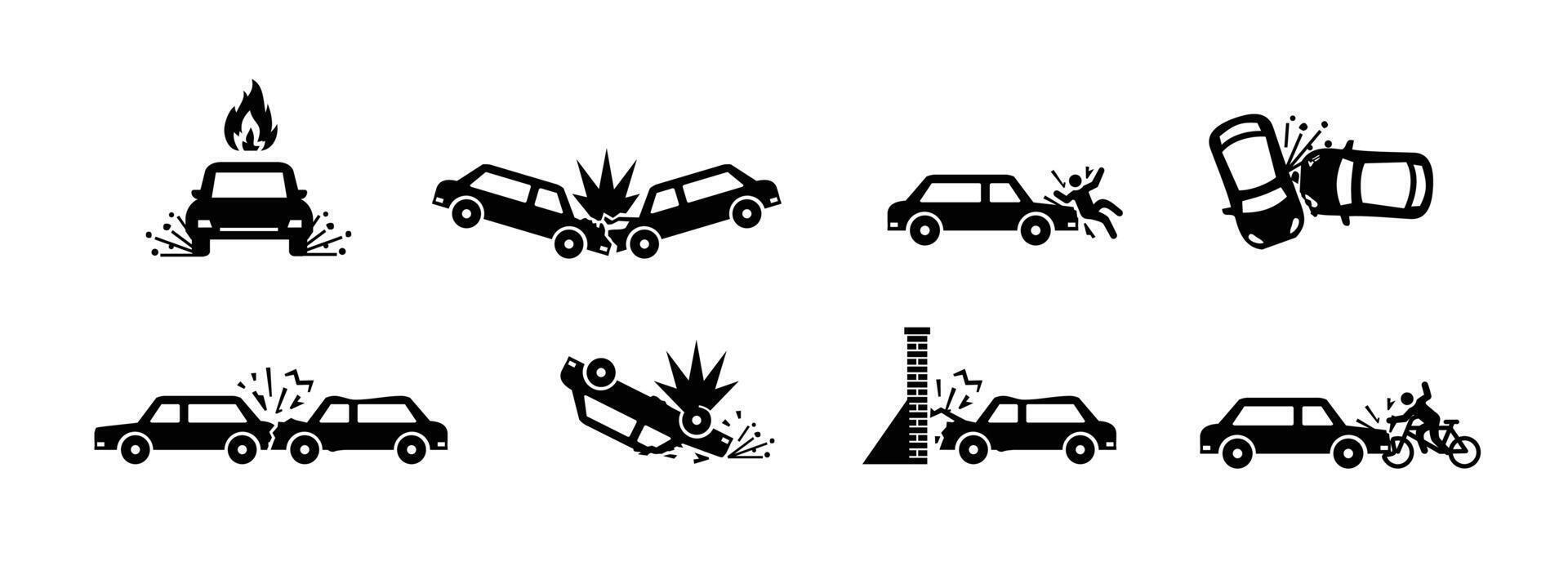 car accident warning sign on yellow triangle board. Suitable for posters and web icons vector