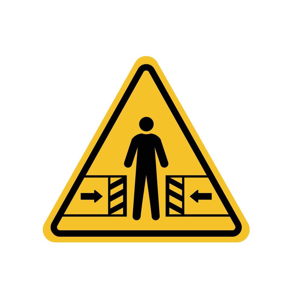 risk of crushing warning sign on yellow triangle board. Suitable for posters and web icons vector