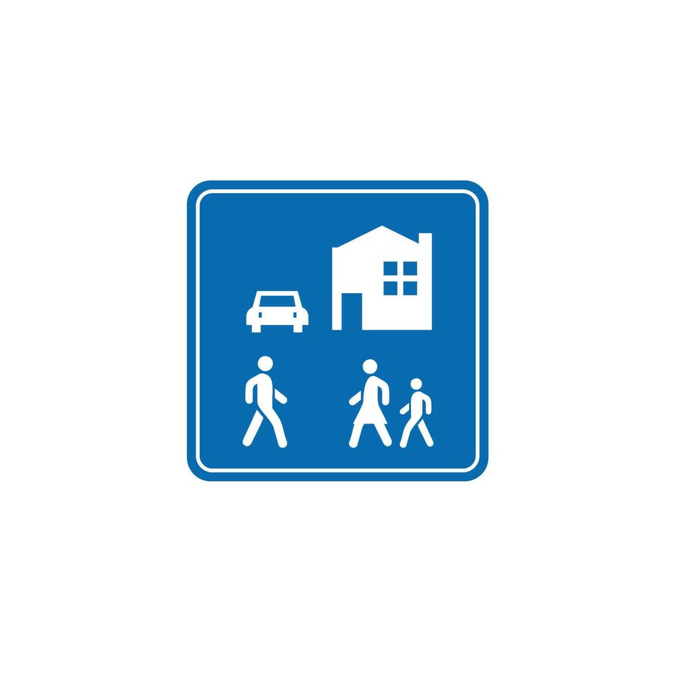 road sign icon, minimalist home zone symbol in blue checkered board. suitable for poster and web icon use vector