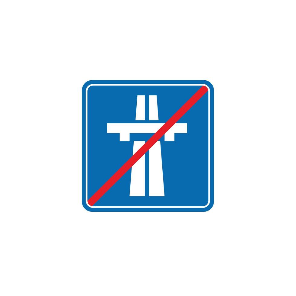 road sign icon, Motorway ends traffic on blue checkered board. suitable for poster use and web icon vector