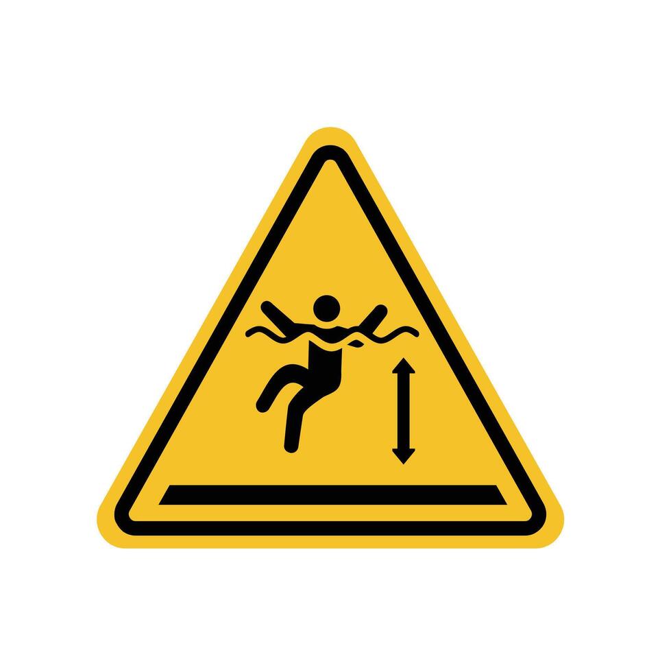 deep water warning sign on yellow triangle board. Suitable for posters and web icons vector