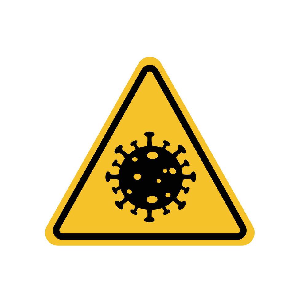 covid warning on yellow triangle sign. Suitable for posters and web icons vector