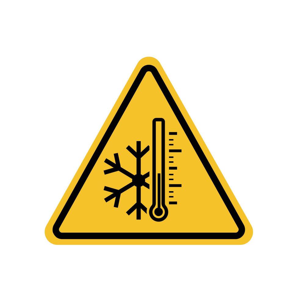 low temperatur warning sign on yellow triangle board. Suitable for posters and web icons vector