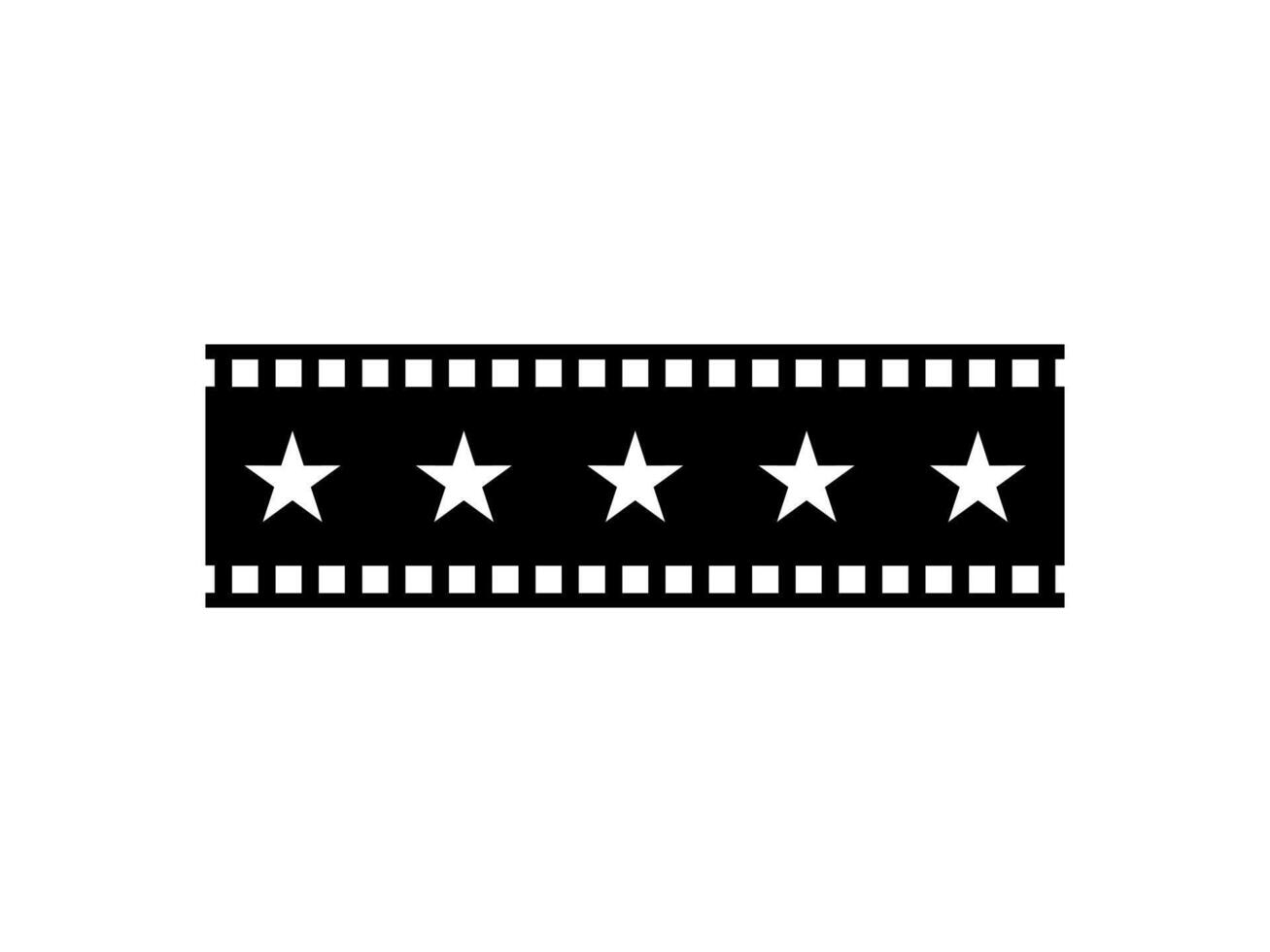 Visual of the Five -5- Star Sign in the Filmstrip Silhouette. Rating Icon Symbol for Film or Movie Review, Pictogram, Apps, Website or Graphic Design Element. Rating 5 Star vector