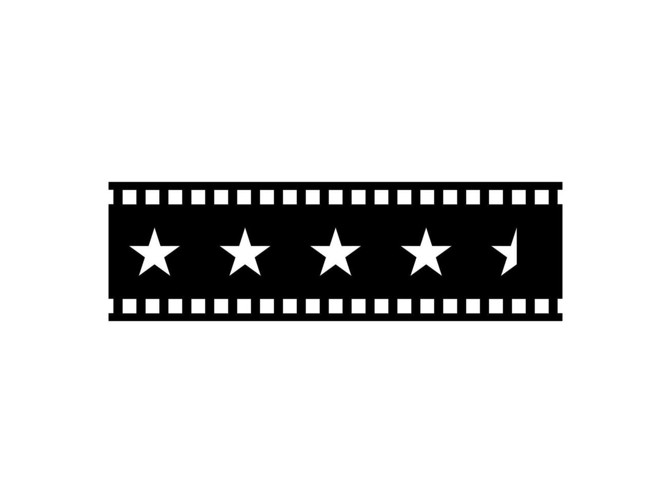 Visual of the Five -5- Star Sign in the Filmstrip Silhouette. Rating Icon Symbol for Film or Movie Review, Pictogram, Apps, Website or Graphic Design Element. Rating 4,5 Star vector