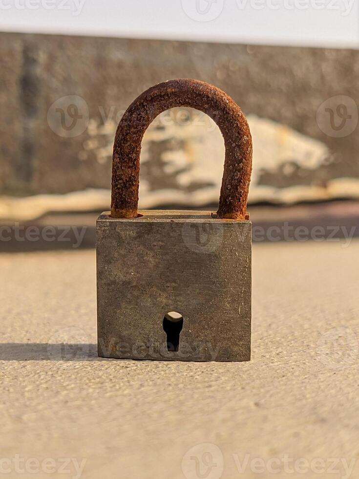 A padlock with a keyhole on it photo