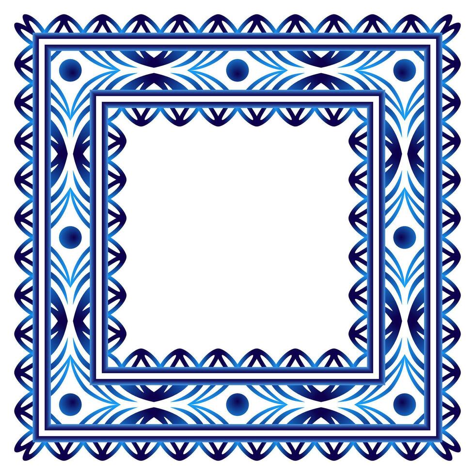 Ceramic tile border pattern. Islamic, indian, arabic motifs. Damask border seamless pattern. Porcelain ethnic bohemian background. vector