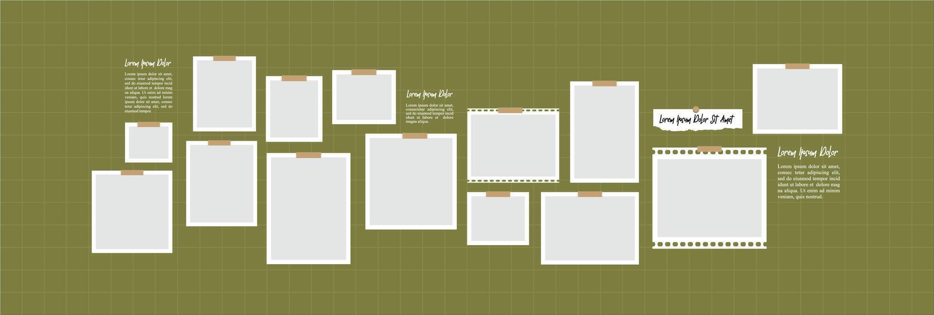 Picture collage and digital photo wall template vector