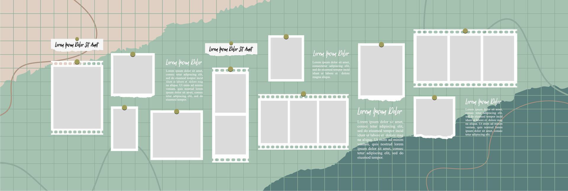 Blank collage frame template for photos and images vector