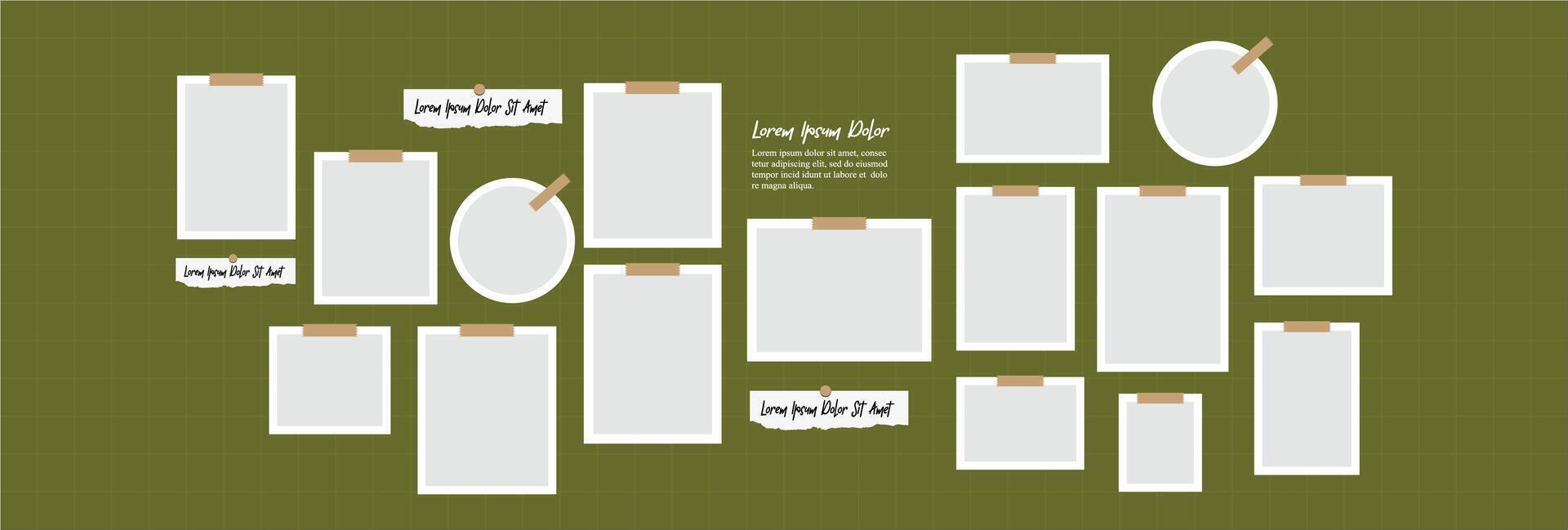 grid digital photo wall template vector