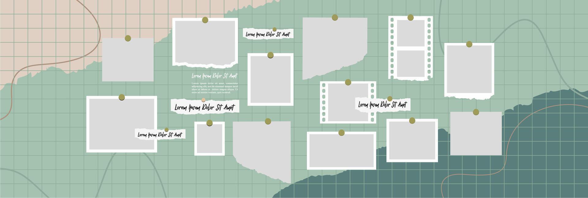 Collage grid photo effect template design vector