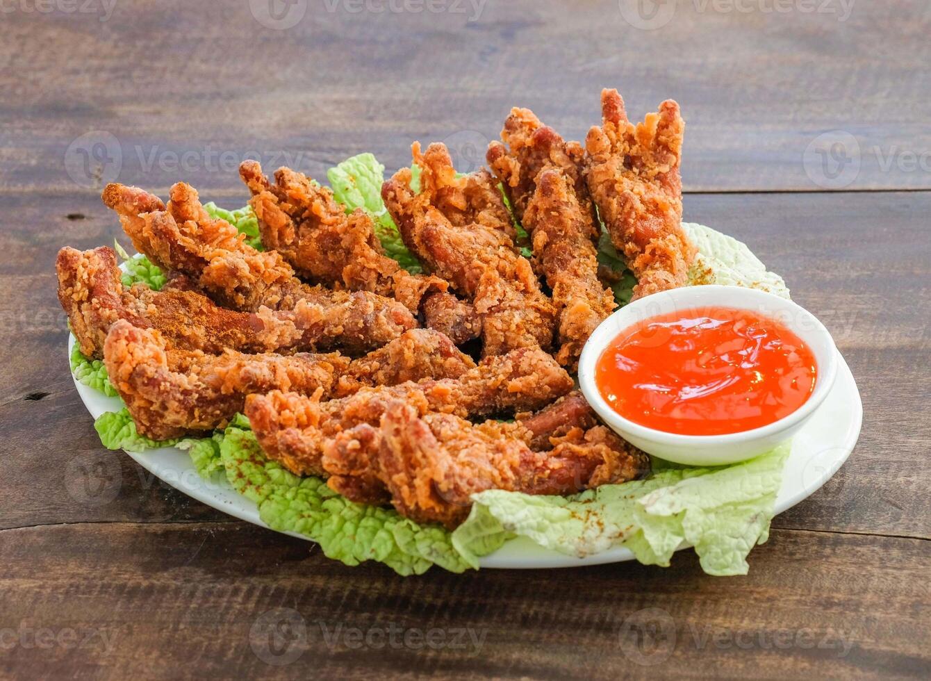 Crispy Fried Chicken Feet with Chili Sauce photo