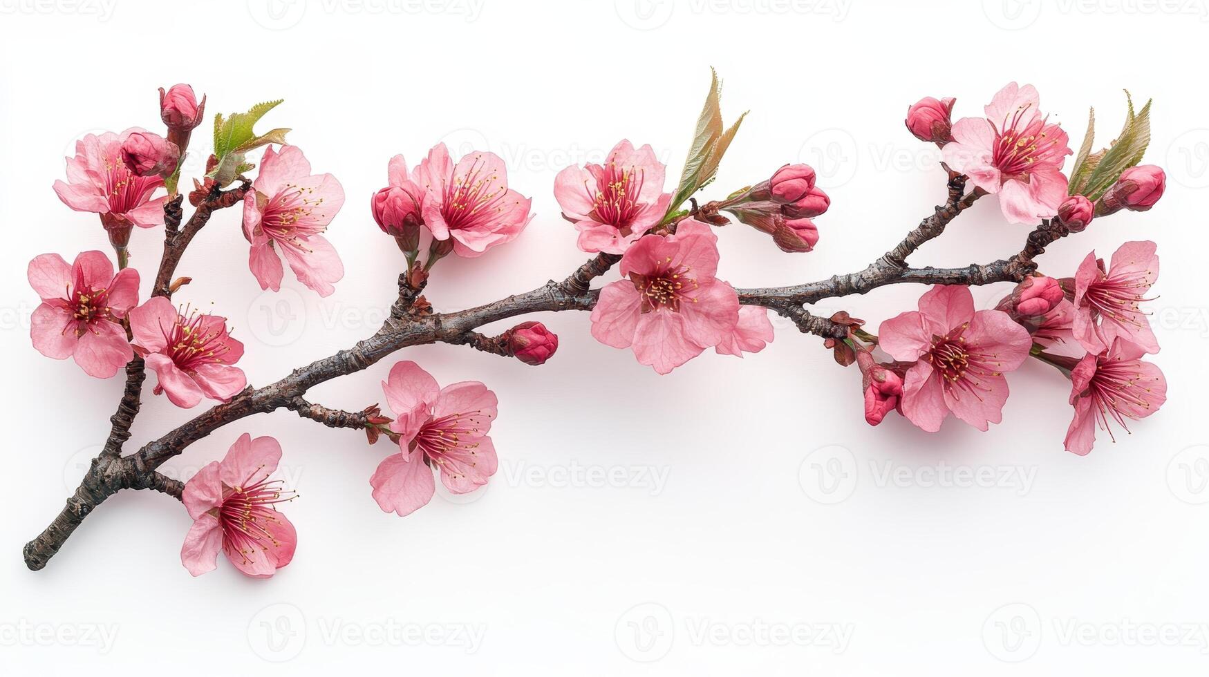 Cherry blossom branches in full bloom, captured against a clear sky photo