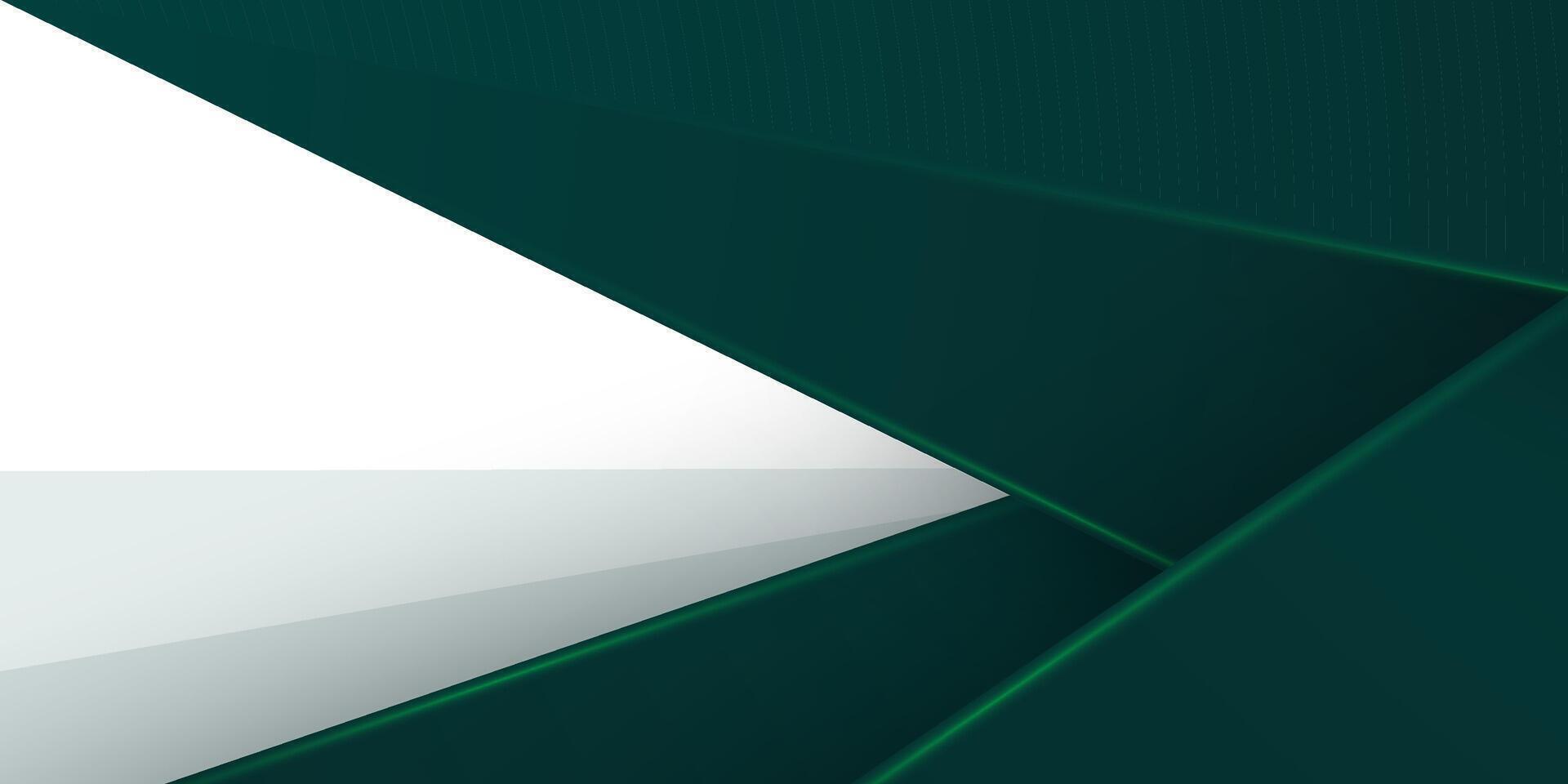 Futuristic abstract green and white. Triangle on bright white color geometric design. Modern overlap papercut background illustration. vector