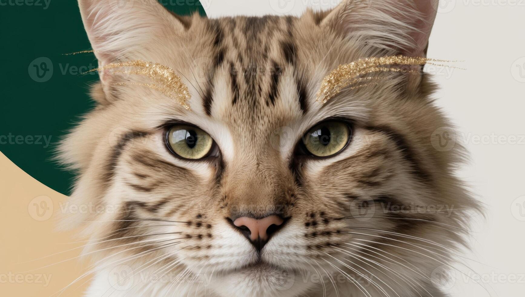 A cat with green eyes and a green circle photo