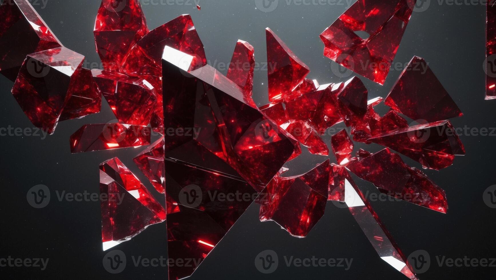 3d rendering of red shards falling from the sky photo