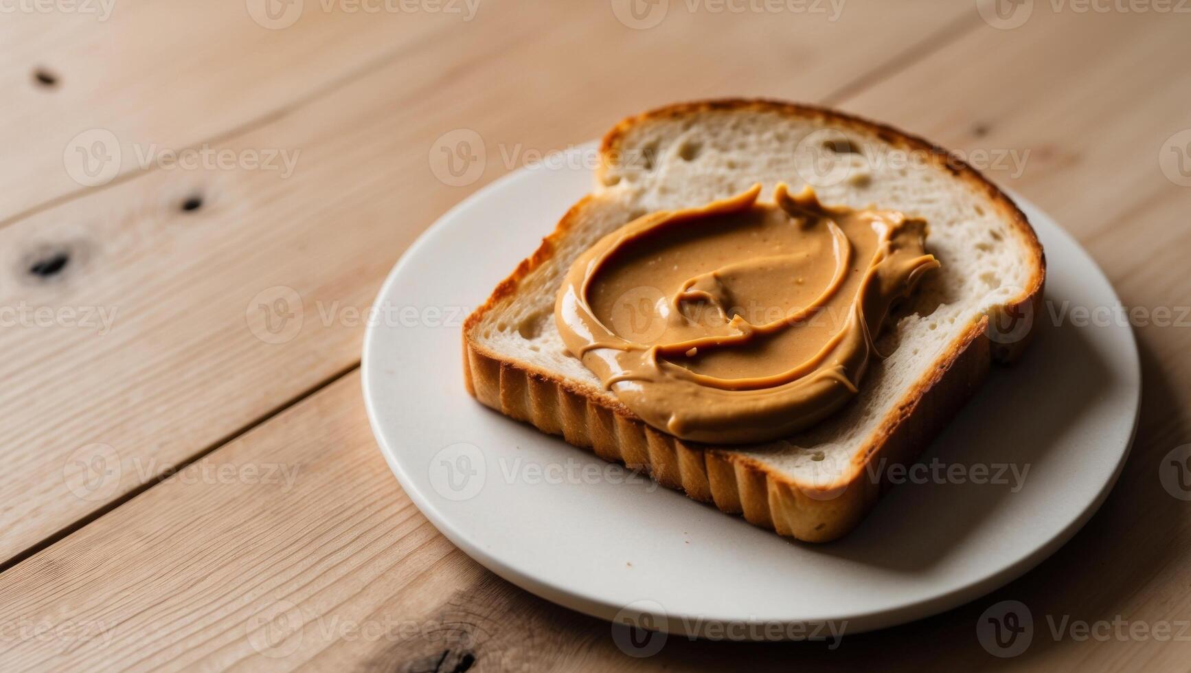 A piece of bread with peanut butter on it photo